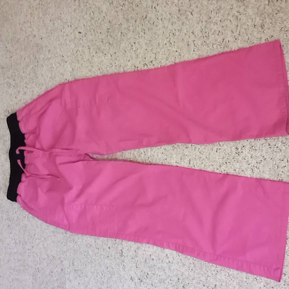 XS Pink and Black scrub star scrub pants